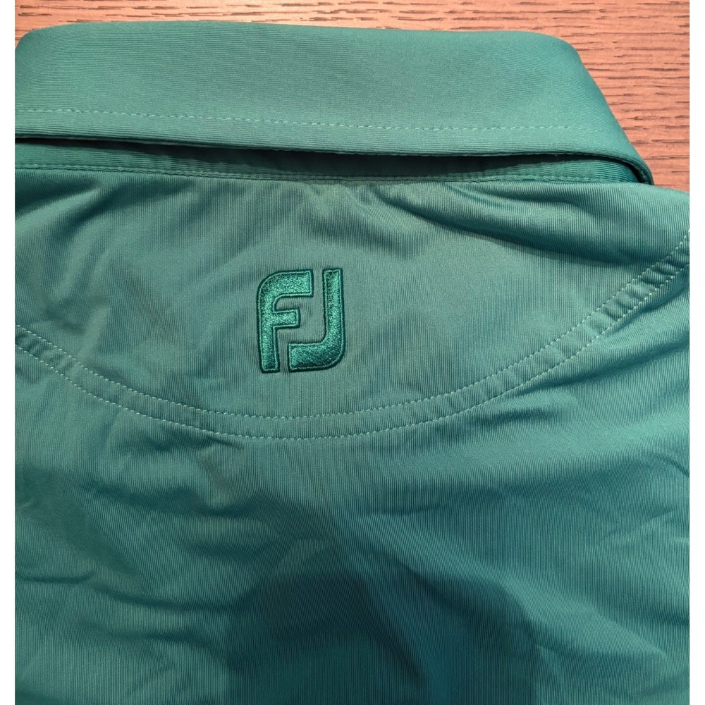 FootJoy Mens Performance Golf Polo Shirt Teal Green Short Sleeve FJ Logo L - Picture 6 of 7
